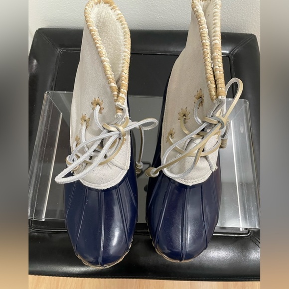 Jack Rogers Womens Chloe Classic Metallic Gold Navy Fleece Lined Duck Boot Sz 11 - Picture 7 of 11